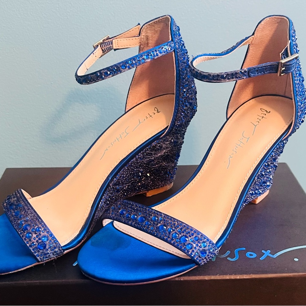 Betsey Johnson Blue Sparkle Wedges